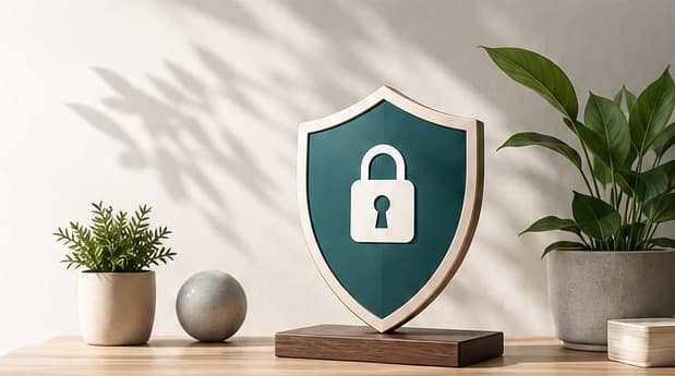 A privacy shield and lock in a calm office setting